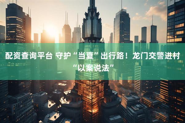 配资查询平台 守护“当夏”出行路！龙门交警进村“以案说法”